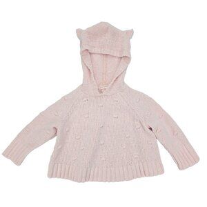 Cat & Jack Pullover Sweater Toddler Girls 2T-3T Pink Hooded Bear Ears Knit